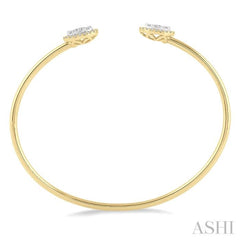 5/8 Ctw Oval Shape Lovebright Open Cuff Diamond Bangle in 14K Yellow and White Gold