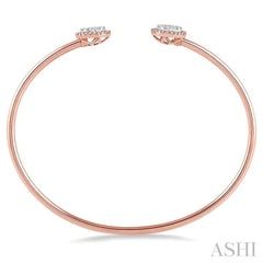 5/8 Ctw Lovebright Round Open Cuff Diamond Bangle in 14K Rose and White Gold