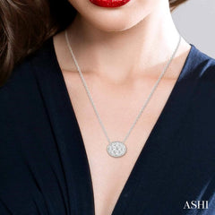 1/2 Ctw Oval Shape Lovebright Diamond Pendant With Chain in 14K White Gold