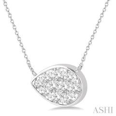 1/2 Ctw Pear Shape Lovebright Diamond Necklace in 14K White Gold