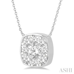 1/2 Ctw Cushion Shape Lovebright Diamond Necklace in 14K White Gold