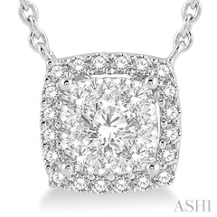 1/2 Ctw Cushion Shape Lovebright Diamond Necklace in 14K White Gold