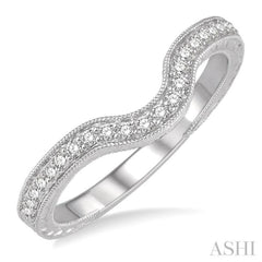 1/6 Ctw U-Shape Round Cut Diamond Wedding Band in 14K White Gold