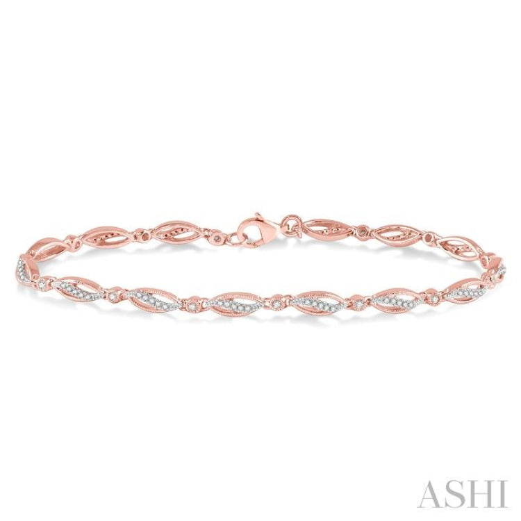 1/3 Ctw Round Cut Diamond Marquise Fashion Bracelet in 10K Rose Gold