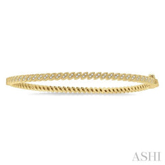 1/3 Ctw Indented Marquise Mount Round Cut Diamond Stackable Bangle in 14K Yellow Gold