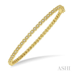 1/3 Ctw Square & Circular Mount Round Cut Diamond Stackable Bangle in 14K Yellow Gold