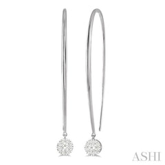 1/3 ctw Round Dangler Lovebright Diamond Earring in 14K White Gold