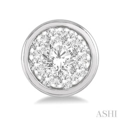 1/3 ctw Medallion Lovebright Round Cut Diamond Bezel Stud Earring in 14K White Gold