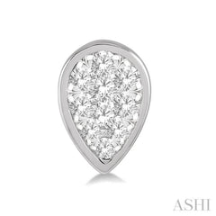 1/3 ctw Pear Shape Lovebright Round Cut Diamond Bezel Stud Earring in 14K White Gold