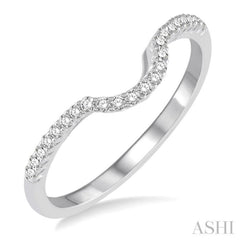 1/6 ctw Deep Curve Center Round Cut Diamond Wedding Band in 14K White Gold