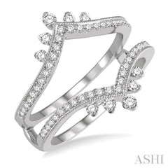 1/2 Ctw Pointed Arch Round Cut Diamond Insert Ring in 14K White Gold