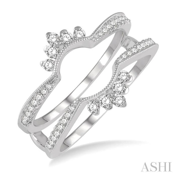 1/3 Ctw Curved Center Round Cut Diamond Insert Ring in 14K White Gold