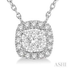 1/6 Ctw Cushion Shape Lovebright Diamond Necklace in 14K White Gold