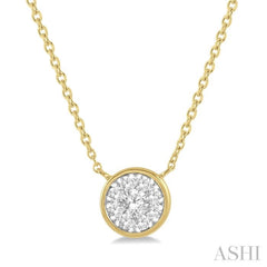 1/3 Ctw Round Shape Lovebright Diamond Necklace in 14K Yellow and White Gold