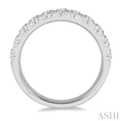 1 Ctw 11 Stone Round Cut Diamond Wedding Band in 14K White Gold