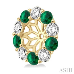 2.65 MM Round Cut Emerald and 3/4 Ctw Round Cut Diamond Earring Jacket in 14K Yellow Gold