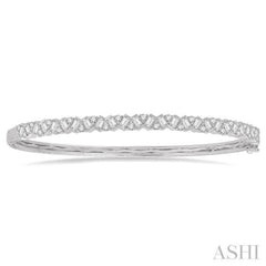 2 ctw Zigzag Baguette and Round Cut Diamond Bangle in 14K White Gold