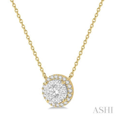 1/2 ctw Circular Round Cut Diamond Lovebright Necklace in 14K Yellow and White Gold