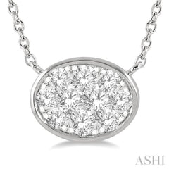 1/3 Ctw Oval Shape Lovebright Diamond Necklace in 14K White Gold