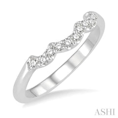 1/5 ctw Waves Center Round Cut Diamond Wedding Band in 14K White Gold