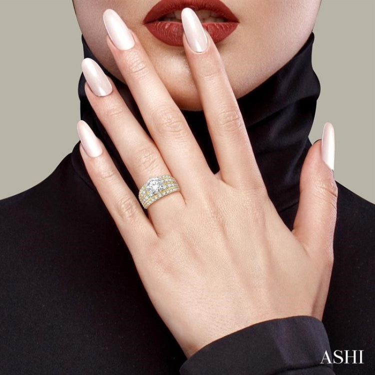 2 1/10 Ctw Diamond Semi-Mount Engagement Ring in 14K Yellow and White Gold