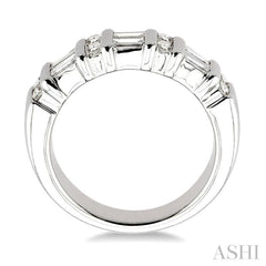 1 Ctw Baguette and Round Cut Diamond Fashion Band in 14K White Gold