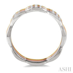 1/4 ctw Marquise Link Triple Tone Round Cut Diamond Stackable Band Set in 14K White, Rose and Yellow Gold