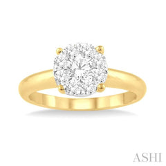 1/8 Ctw Lovebright Round Cut Diamond Ring in 14K Yellow and White Gold