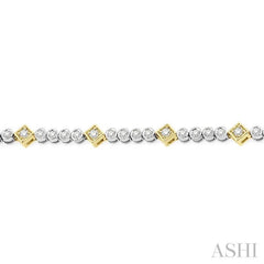 1 1/2 Ctw Round & Diamond Mount Round Cut Diamond Bracelet in 14K White and Yellow Gold