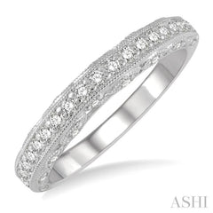 3/8 ctw Lattice Round Cut Diamond Wedding Band in 14K White Gold