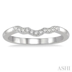 1/10 ctw Waves Center Round Cut Diamond Wedding Band in 14K White Gold