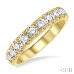 1 ctw 11 Stone Round Cut Diamond Wedding Band in 14K Yellow Gold