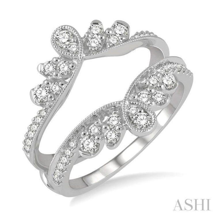 1/2 Ctw Milgrain Twist Round Cut Diamond Insert Ring in 14K White Gold