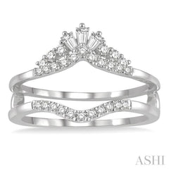 1/3 ctw Tiara Baguette and Round Cut Diamond Insert Ring in 14K White Gold