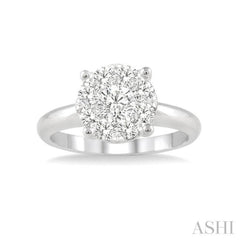 1/4 ctw Lovebright Round Cut Diamond Bridal Ring in 14K White Gold