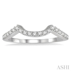 1/4 ctw Crescent Center Round Cut Diamond Wedding Band in 14K White Gold