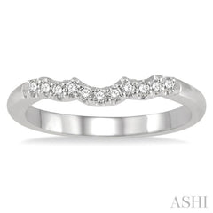 1/6 ctw Waves Center Round Cut Diamond Wedding Band in 14K White Gold