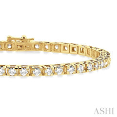 5 Ctw Square Shape Round Cut Diamond Tennis Bracelet in 14K Yellow Gold