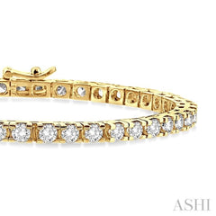 6 Ctw Square Shape Round Cut Diamond Tennis Bracelet in 14K Yellow Gold