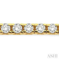 6 Ctw Square Shape Round Cut Diamond Tennis Bracelet in 14K Yellow Gold