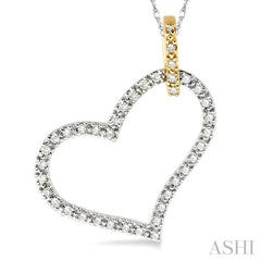 1/4 Ctw Round Cut Diamond Heart Pendant in 10K White and Yellow Gold with Chain