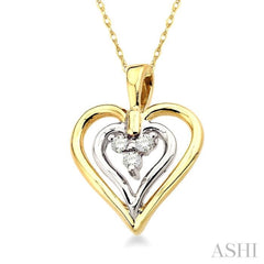 1/20 Ctw Round Cut Diamond Double Heart Pendant in 10K Yellow Gold with Chain