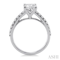 1 Ctw Diamond Engagement Ring with 5/8 Ct Princess Cut Center Stone in 14K White Gold