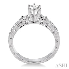 5/8 Ctw Diamond Engagement Ring with 3/8 Ct Round Cut Center Stone in 14K White Gold