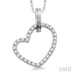 1/6 Ctw Round Cut Diamond Heart Shape Pendant in 14K White Gold with Chain