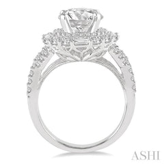 1 1/4 Ctw Diamond Semi-mount Engagement Ring in 14K White Gold