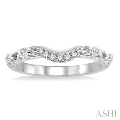 1/10 Ctw Round Cut Diamond Vintage Lattice Wedding Band in 14K White Gold