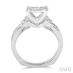 5/8 Ctw Diamond Lovebright Engagement Ring in 14K White Gold