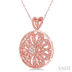 1/6 Ctw Round Cut Diamond Fashion Pendant in 10K Rose Gold with Chain