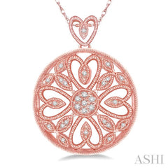 1/6 Ctw Round Cut Diamond Fashion Pendant in 10K Rose Gold with Chain